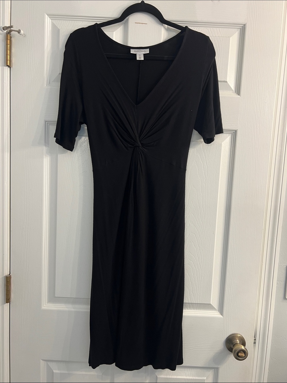Motherhood Maternity Black Twist-Front V-Neck Knee-Length Dress